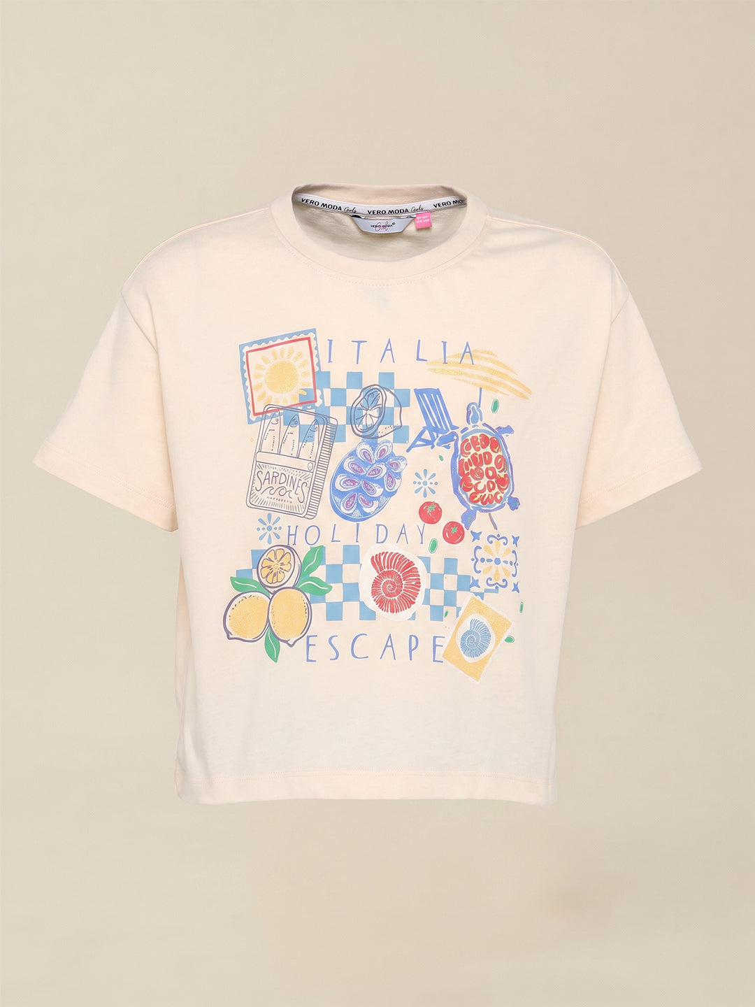 Girls Ecru Minibox Casual T-Shirt