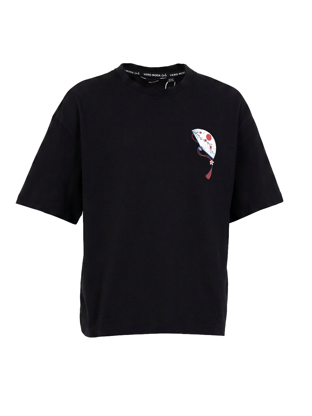 Girls Tokyo Roomy Black Printed Regular Fit T-Shirt