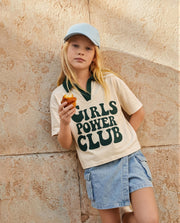 Girls Girl Club Beige Printed Regular Fit T-Shirt