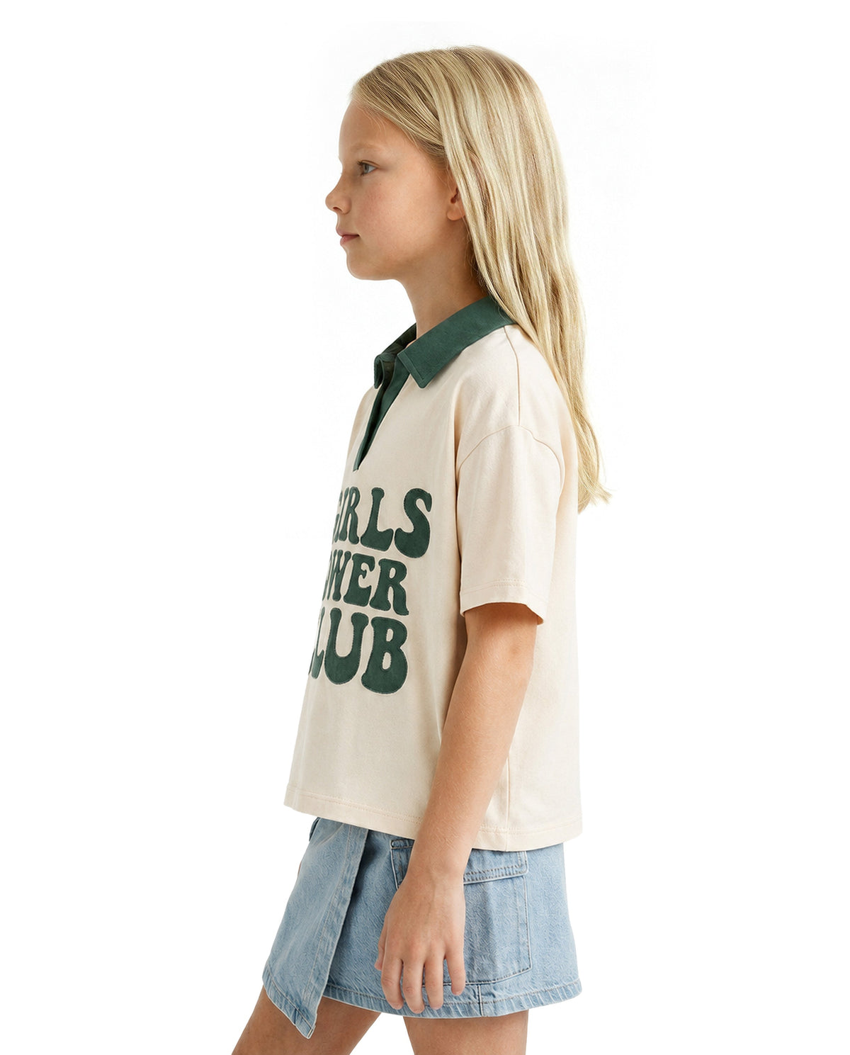 Girls Girl Club Beige Printed Regular Fit T-Shirt