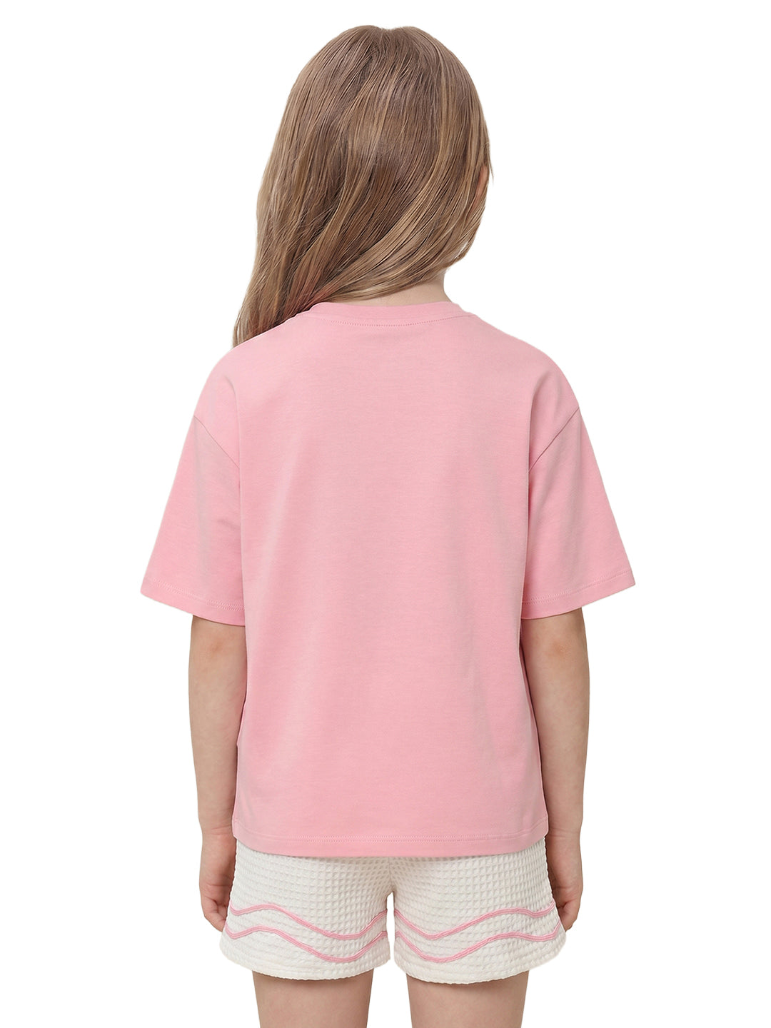 Girls Pastaclub Roomy Pink Printed Regular Fit T-Shirt