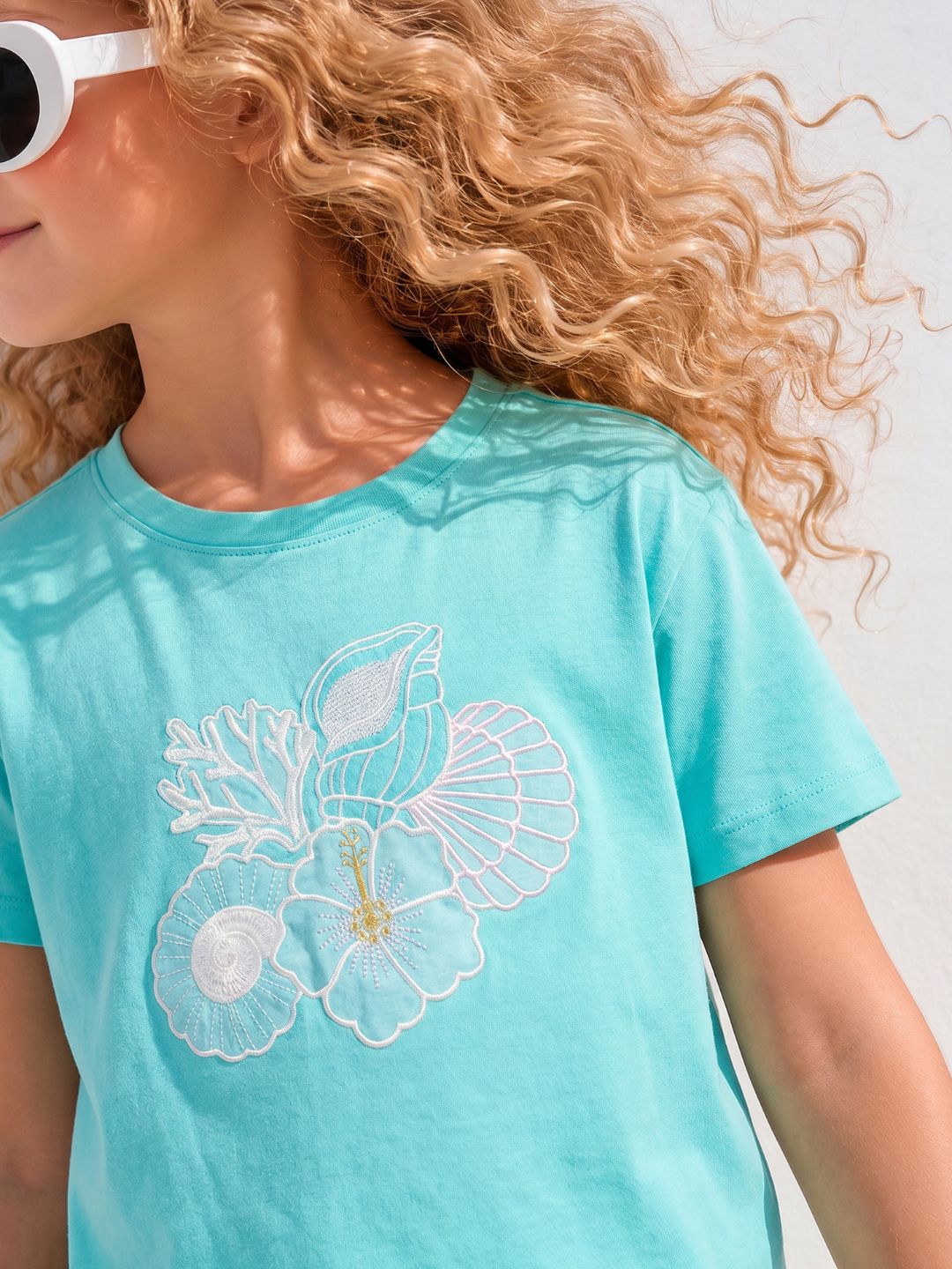 Girls Pool Blue Minibox Casual T-Shirt