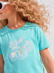 Girls Pool Blue Minibox Casual T-Shirt