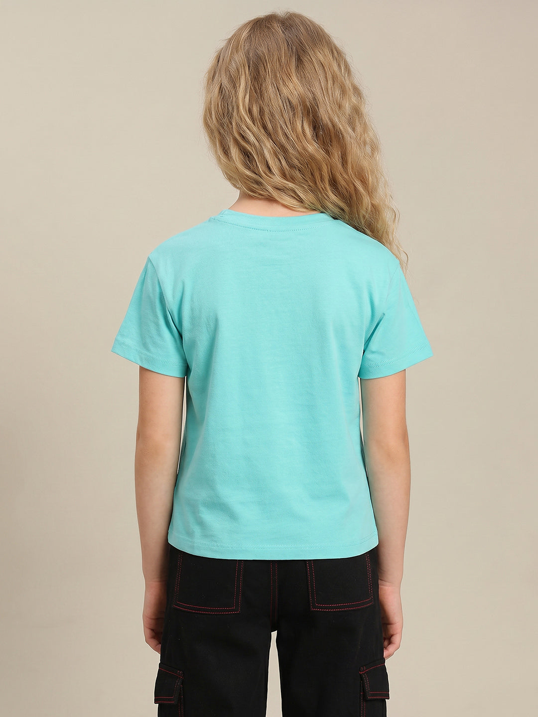 Girls Pool Blue Minibox Casual T-Shirt
