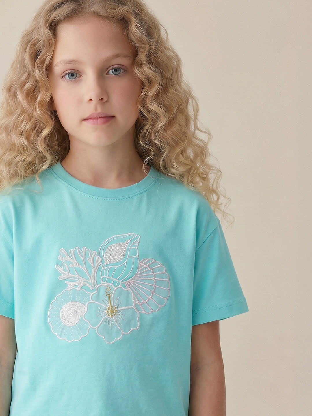 Girls Pool Blue Minibox Casual T-Shirt