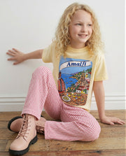 Girls Amalfi Yellow Printed Regular Fit T-Shirt