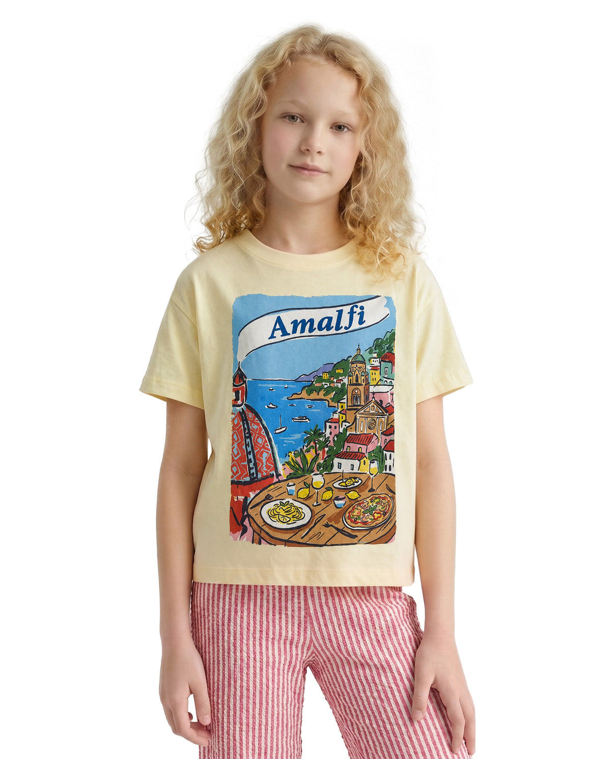 Girls Amalfi Yellow Printed Regular Fit T-Shirt