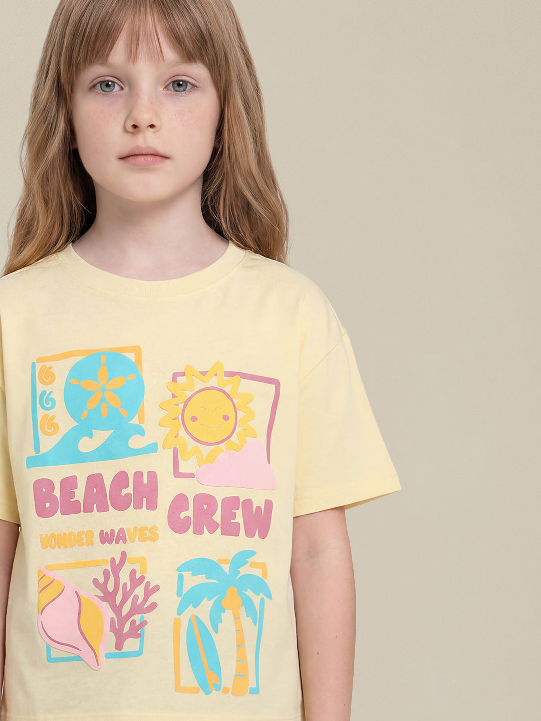 Girls Pale Banana Roomy Fit Casual T-Shirt