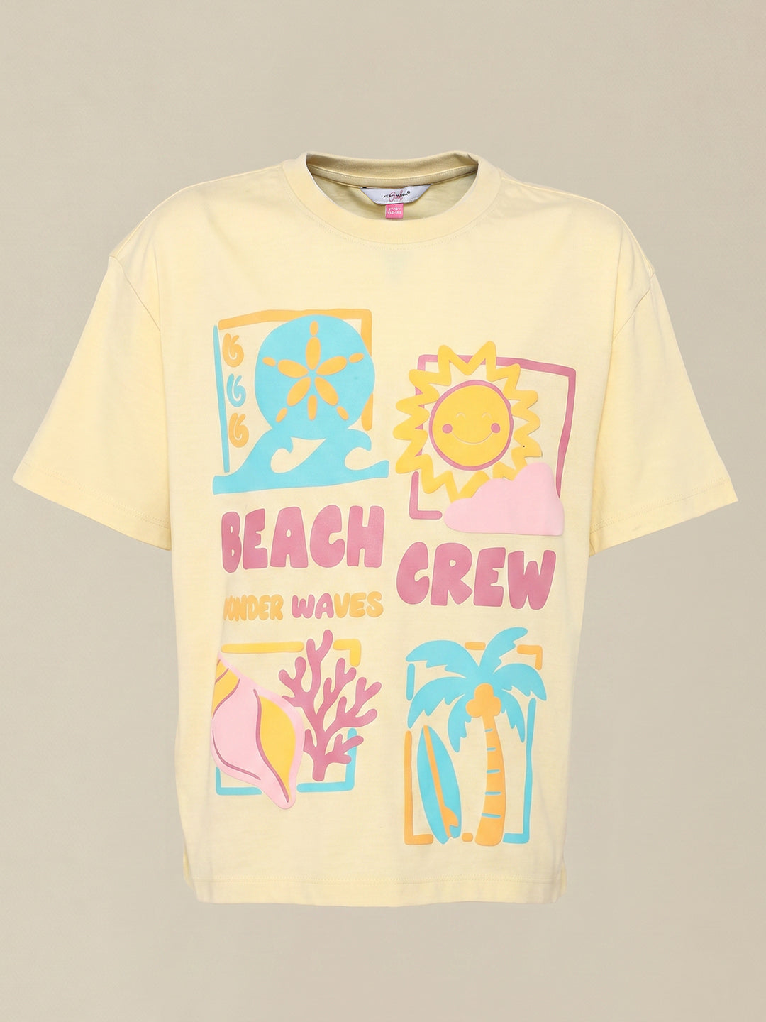 Girls Pale Banana Roomy Fit Casual T-Shirt