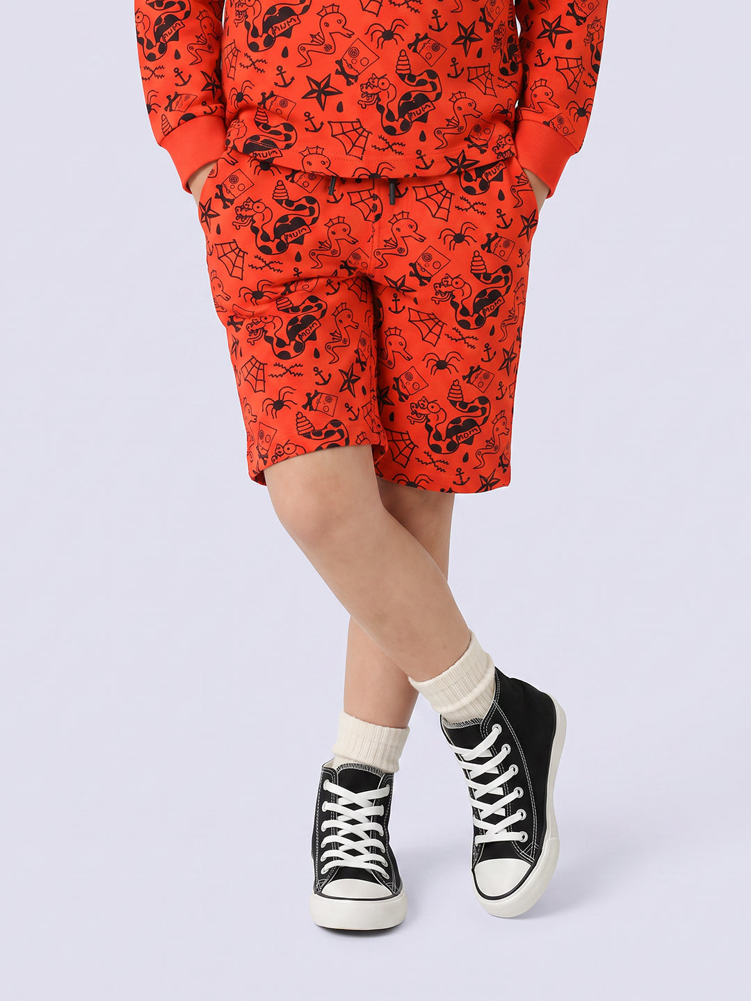 Jack & Jones Jr. Sponge Doodle Shorts Tangerine Tango