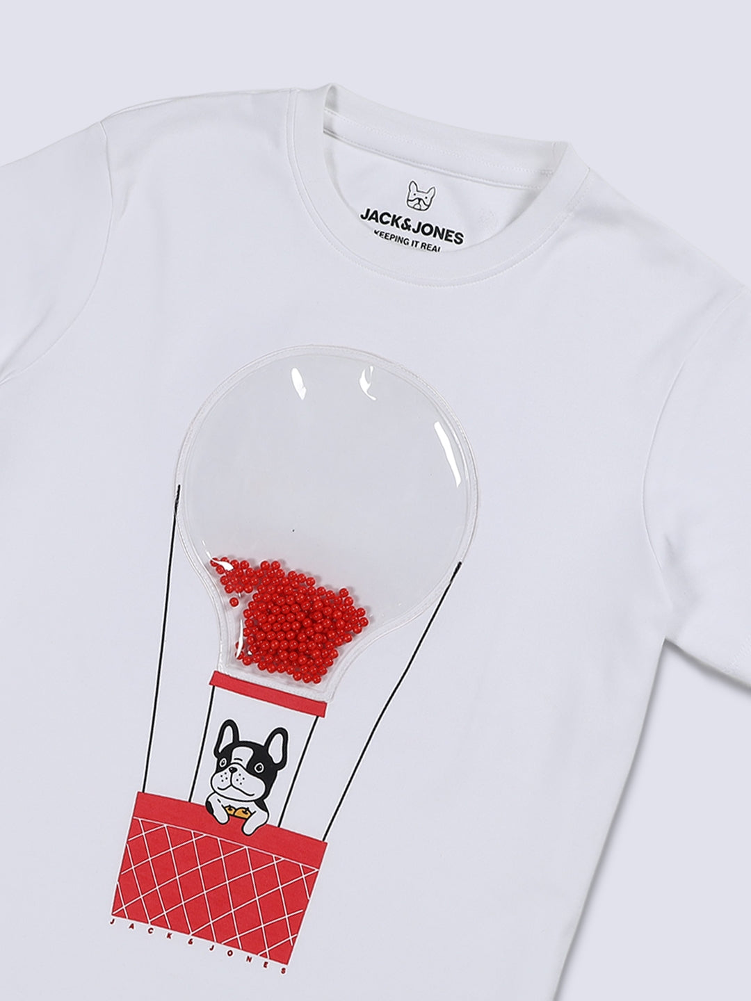 AIRBALLOON White Printed Cotton T-Shirt for Boys