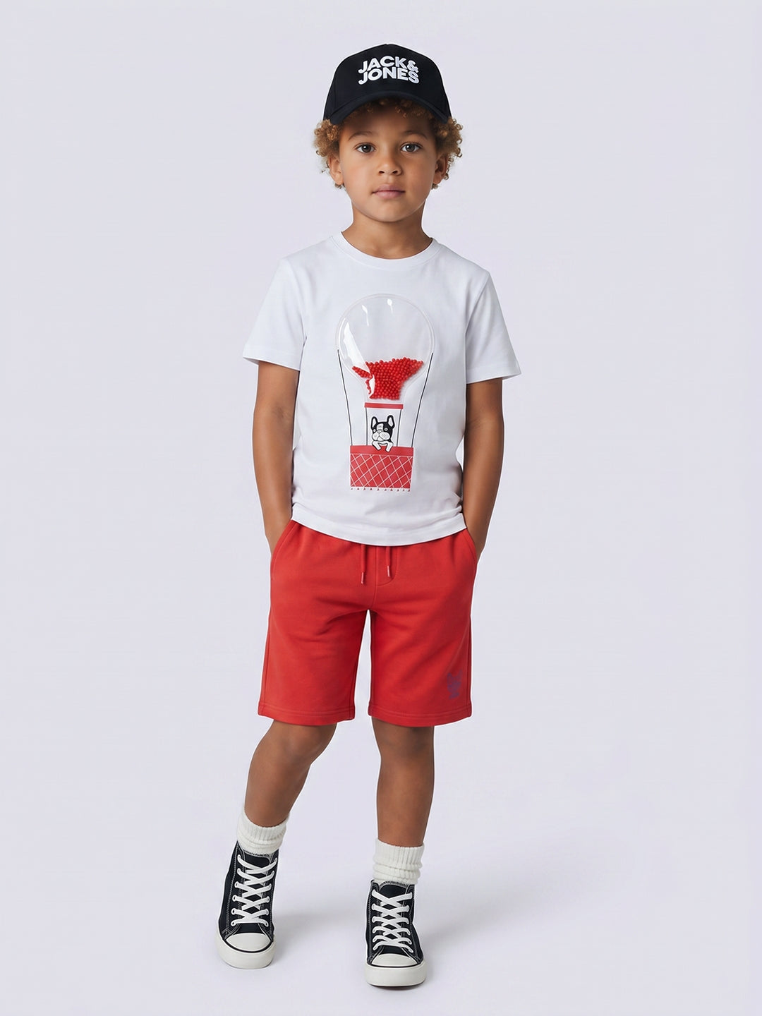 AIRBALLOON White Printed Cotton T-Shirt for Boys