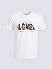 AMIGOS White Printed Cotton T-Shirt for Boys
