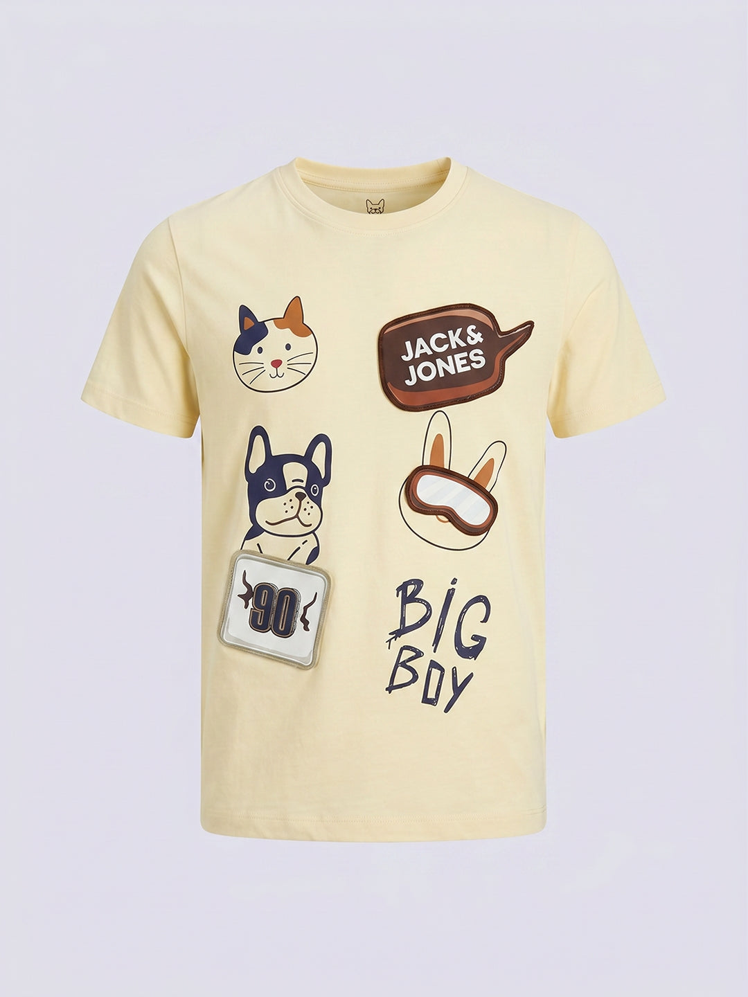 BIG BOY Yellow Graphic Cotton T-Shirt for Boys