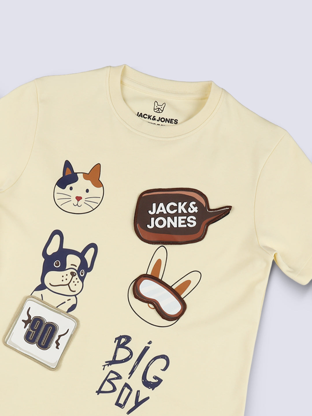 BIG BOY Yellow Graphic Cotton T-Shirt for Boys