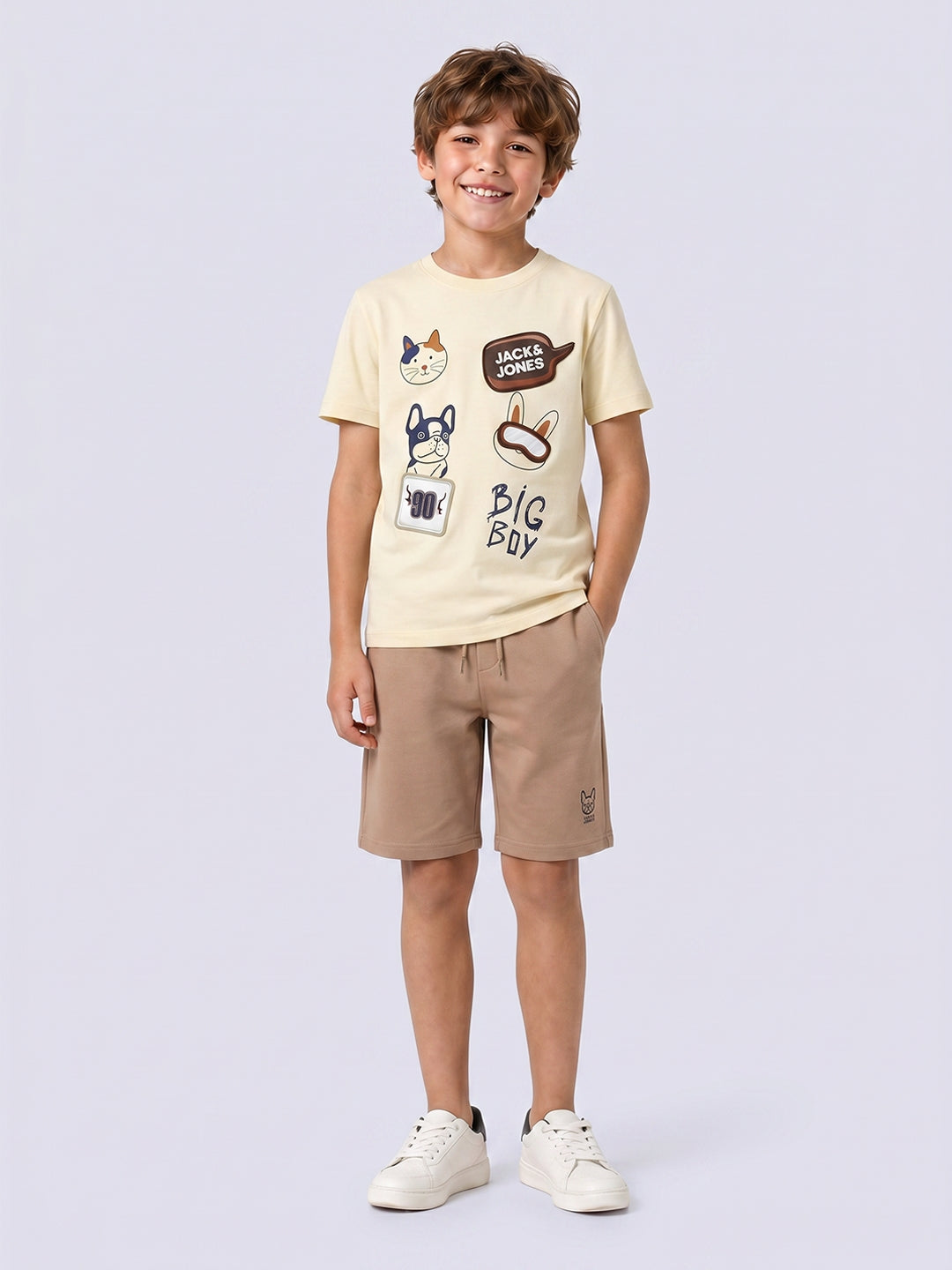 BIG BOY Yellow Graphic Cotton T-Shirt for Boys