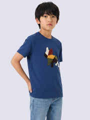 BUBBLE DOG Navy Blue Cotton Printed T-Shirt for Boys