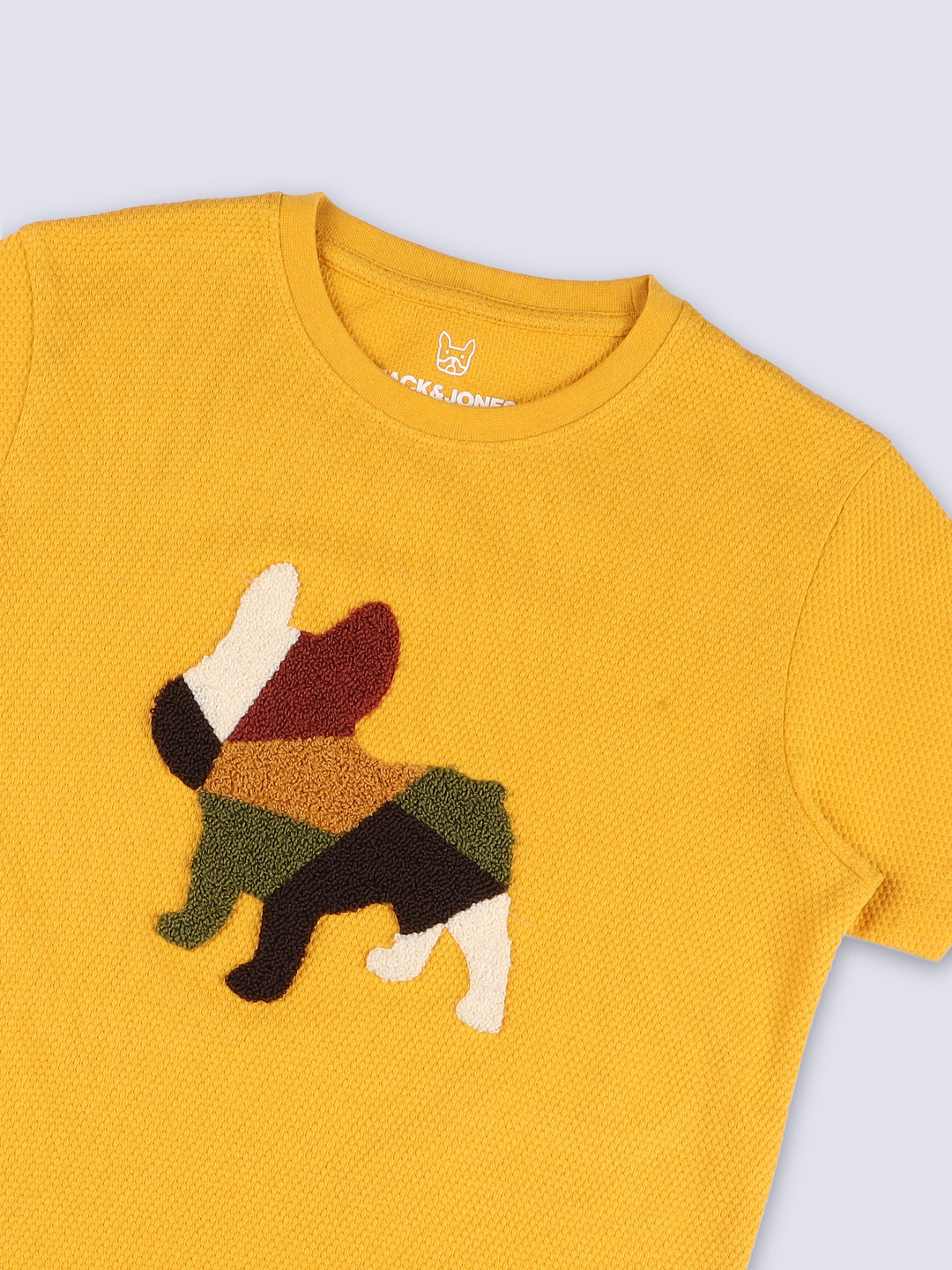 BUBBLE DOG Yellow Textured Cotton T-Shirt for Boys