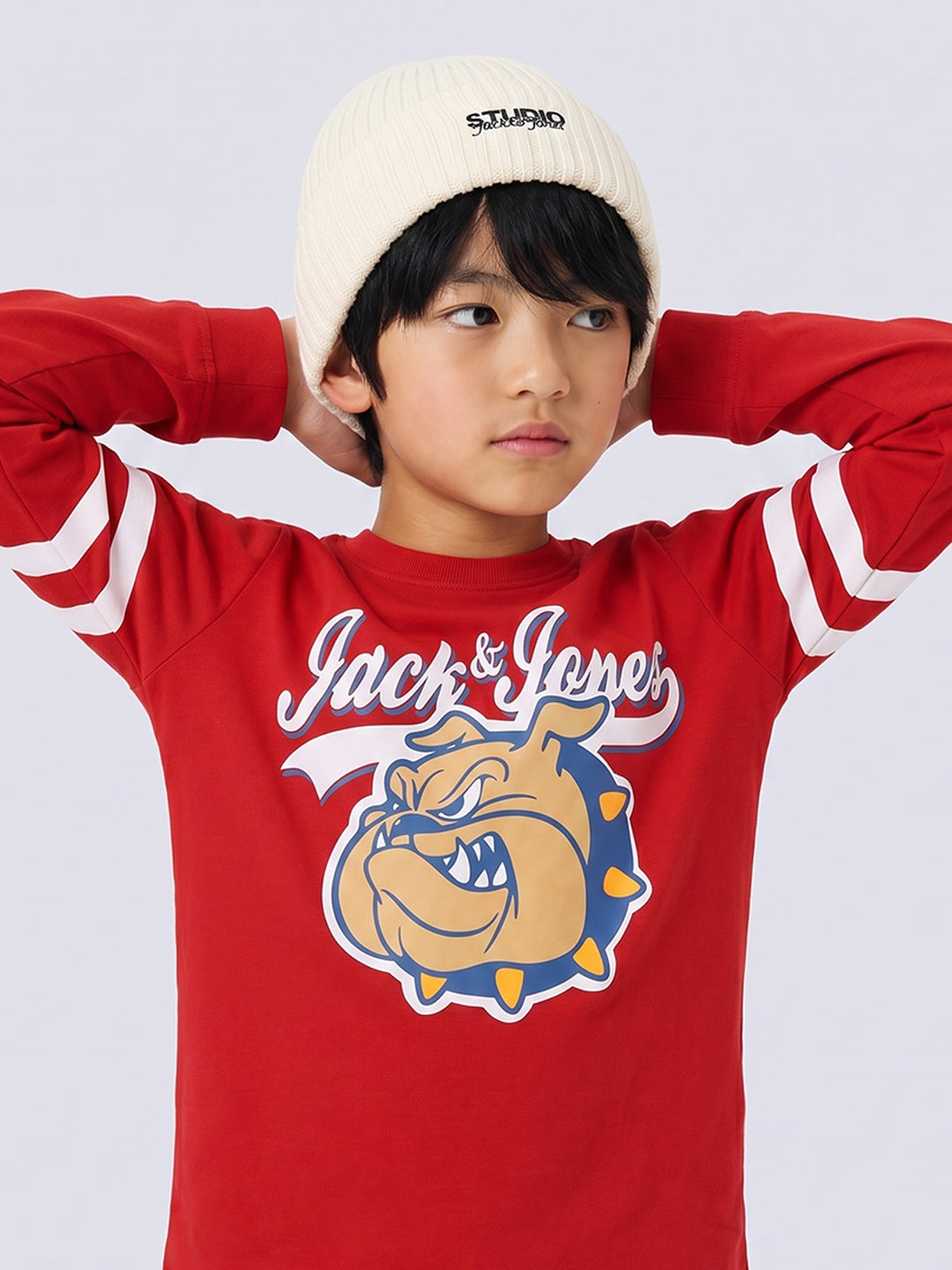 BUZZ Red Graphic Cotton Long Sleeve T-Shirt for Boys