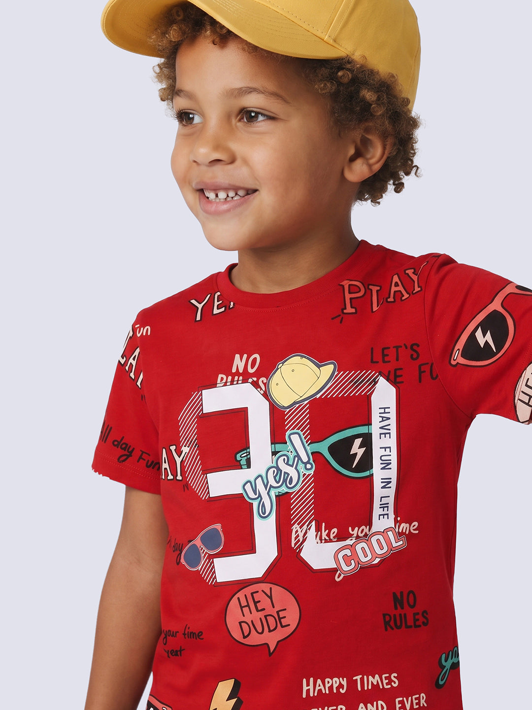 DASH Red Graphic Cotton T-Shirt for Boys