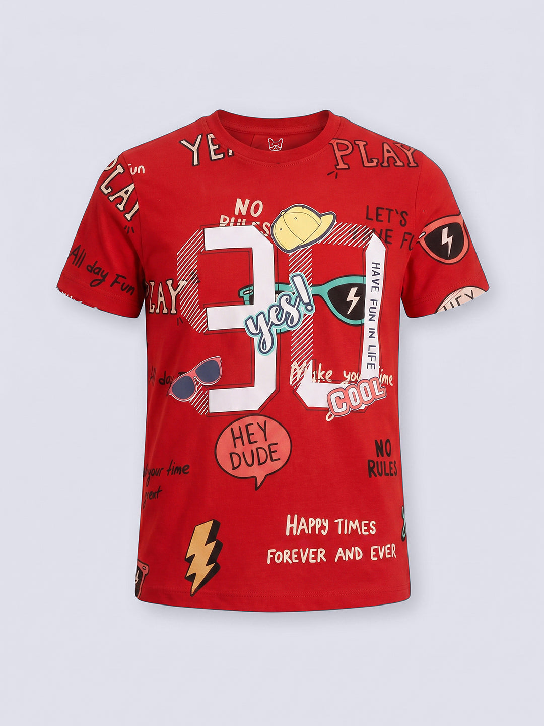 DASH Red Graphic Cotton T-Shirt for Boys
