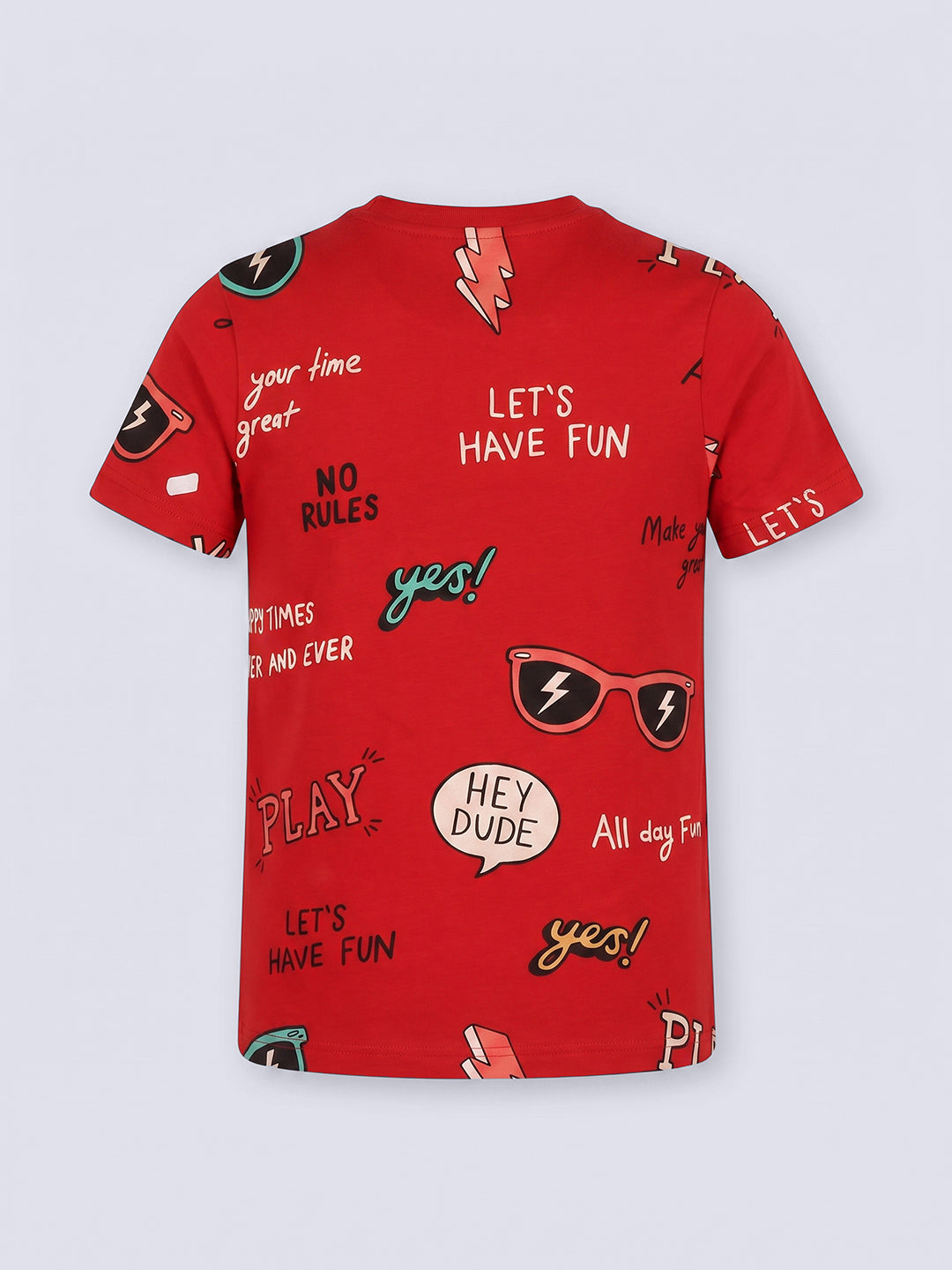 DASH Red Graphic Cotton T-Shirt for Boys