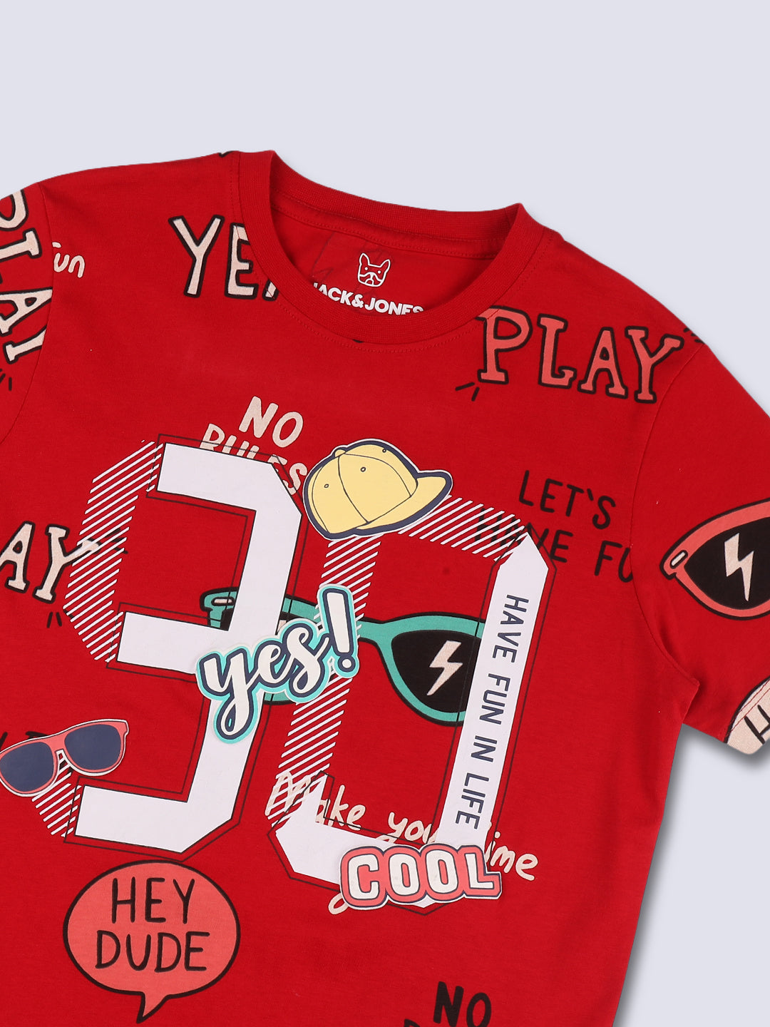 DASH Red Graphic Cotton T-Shirt for Boys