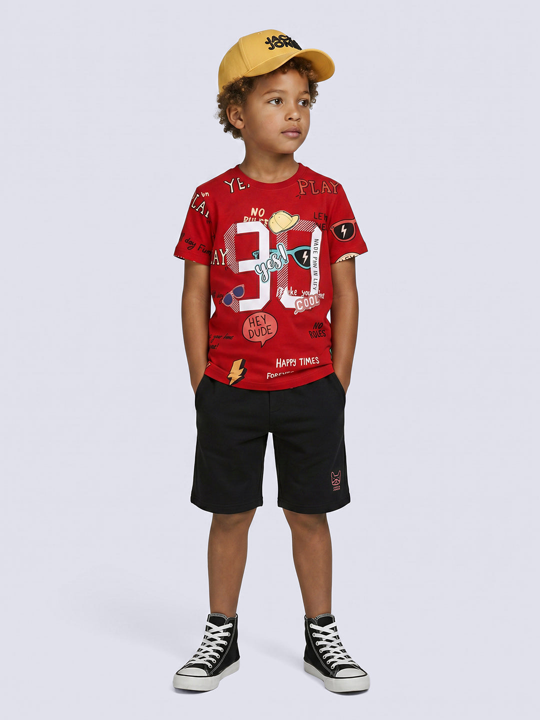 DASH Red Graphic Cotton T-Shirt for Boys