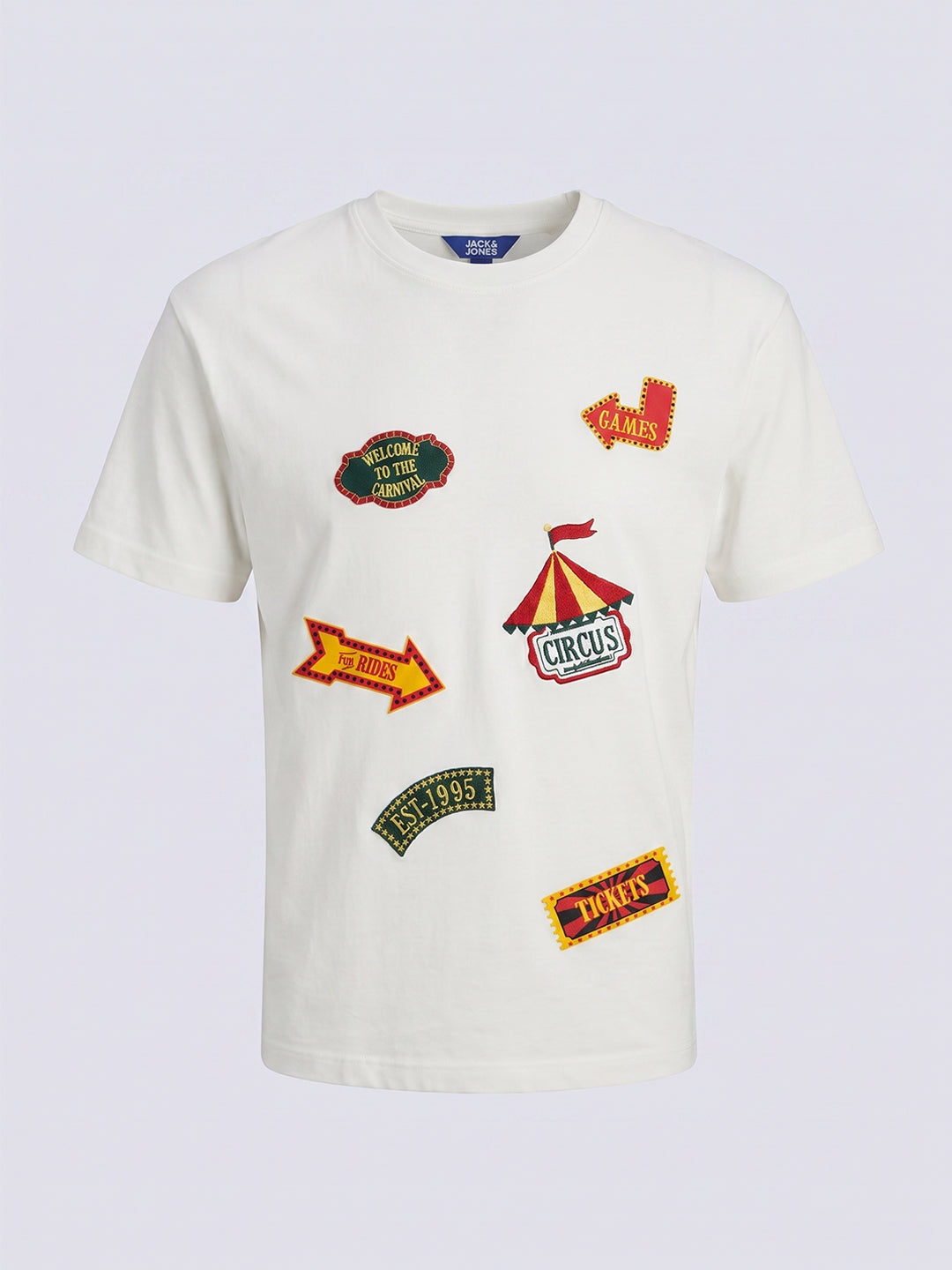 EMBRIT White Graphic Patch Cotton T-Shirt for Boys