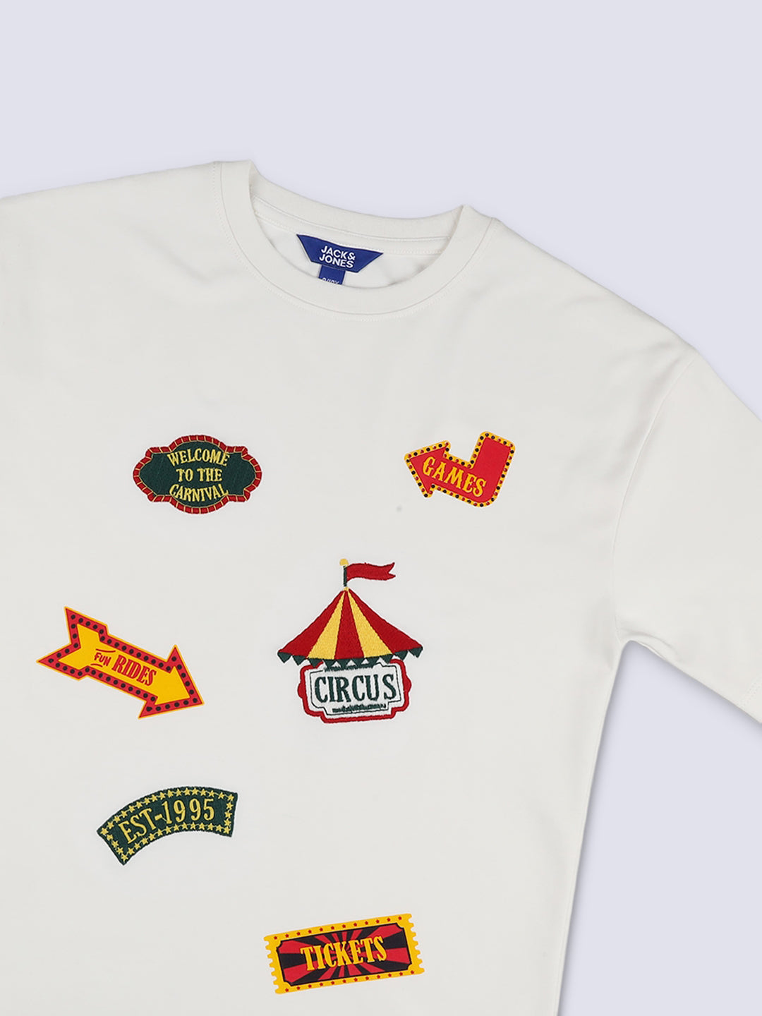 EMBRIT White Graphic Patch Cotton T-Shirt for Boys