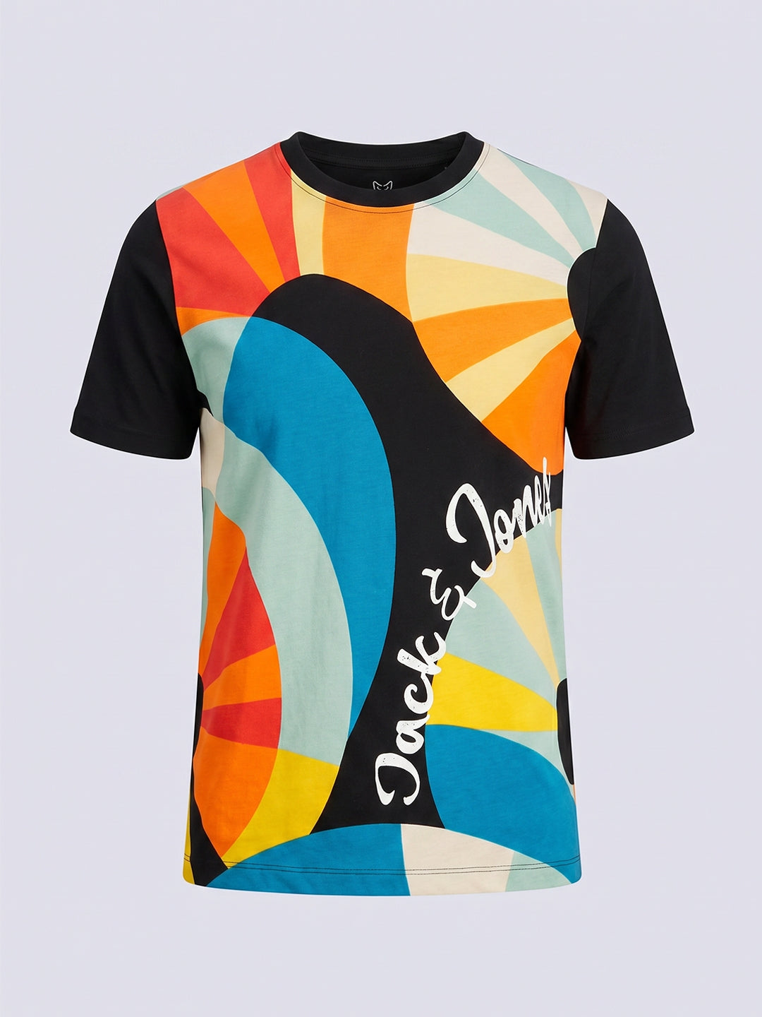 FANZY Black Abstract Print Cotton T-Shirt for Boys
