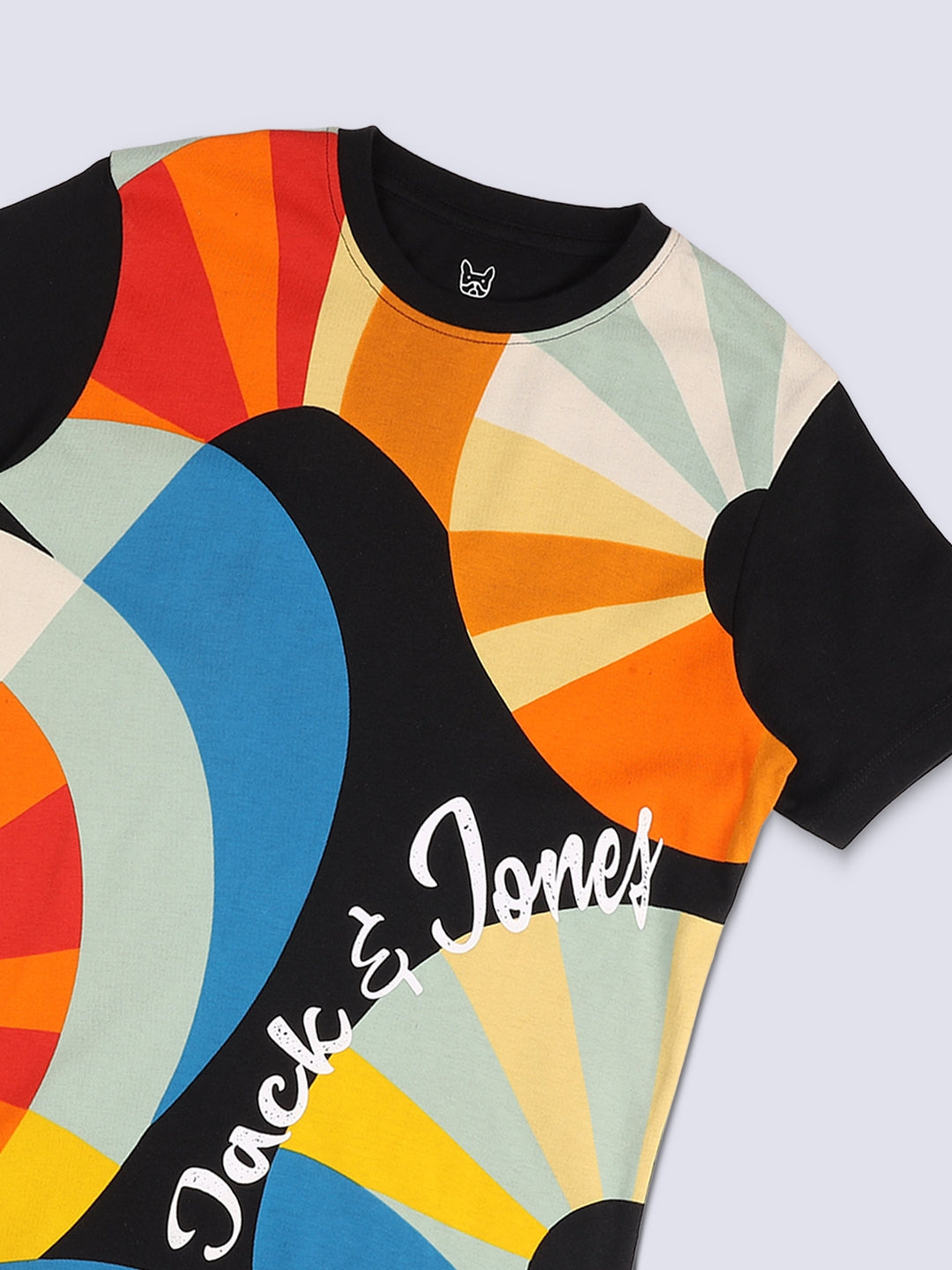 FANZY Black Abstract Print Cotton T-Shirt for Boys