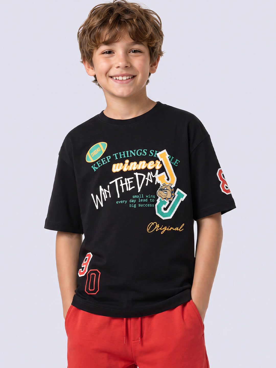 MIXUP Graphic Printed T-Shirt for Boys – Jet Black Oversized