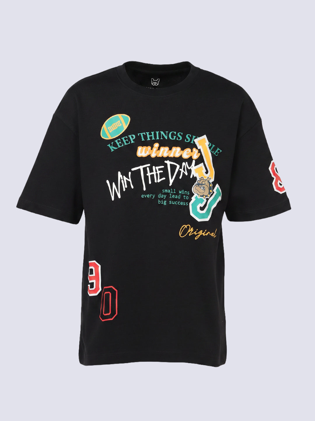 MIXUP Graphic Printed T-Shirt for Boys – Jet Black Oversized