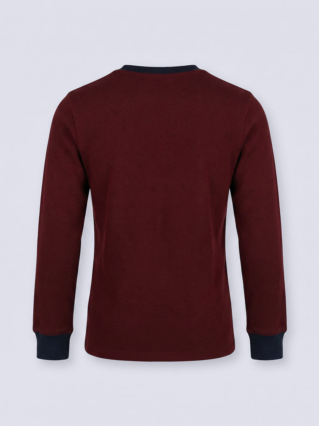 OTTOMAN Blue Textured Graphic Cotton Long Sleeve T-Shirt for Boys
