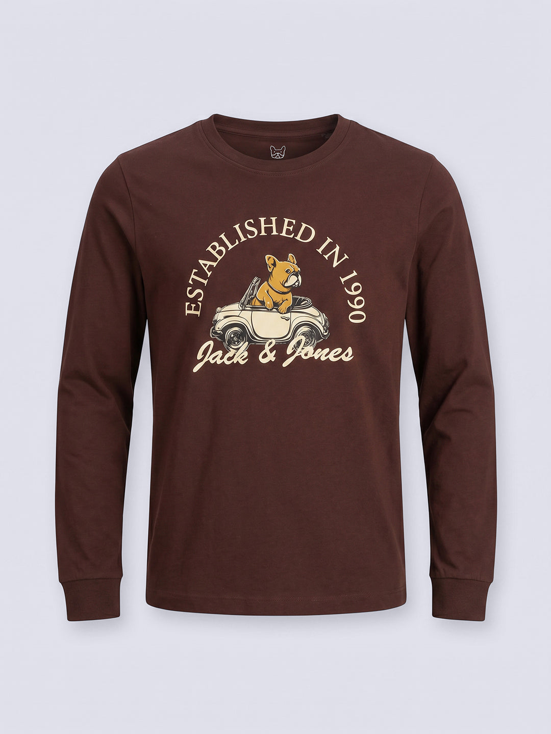RIDER Brown Graphic Cotton Long Sleeve T-Shirt for Boys