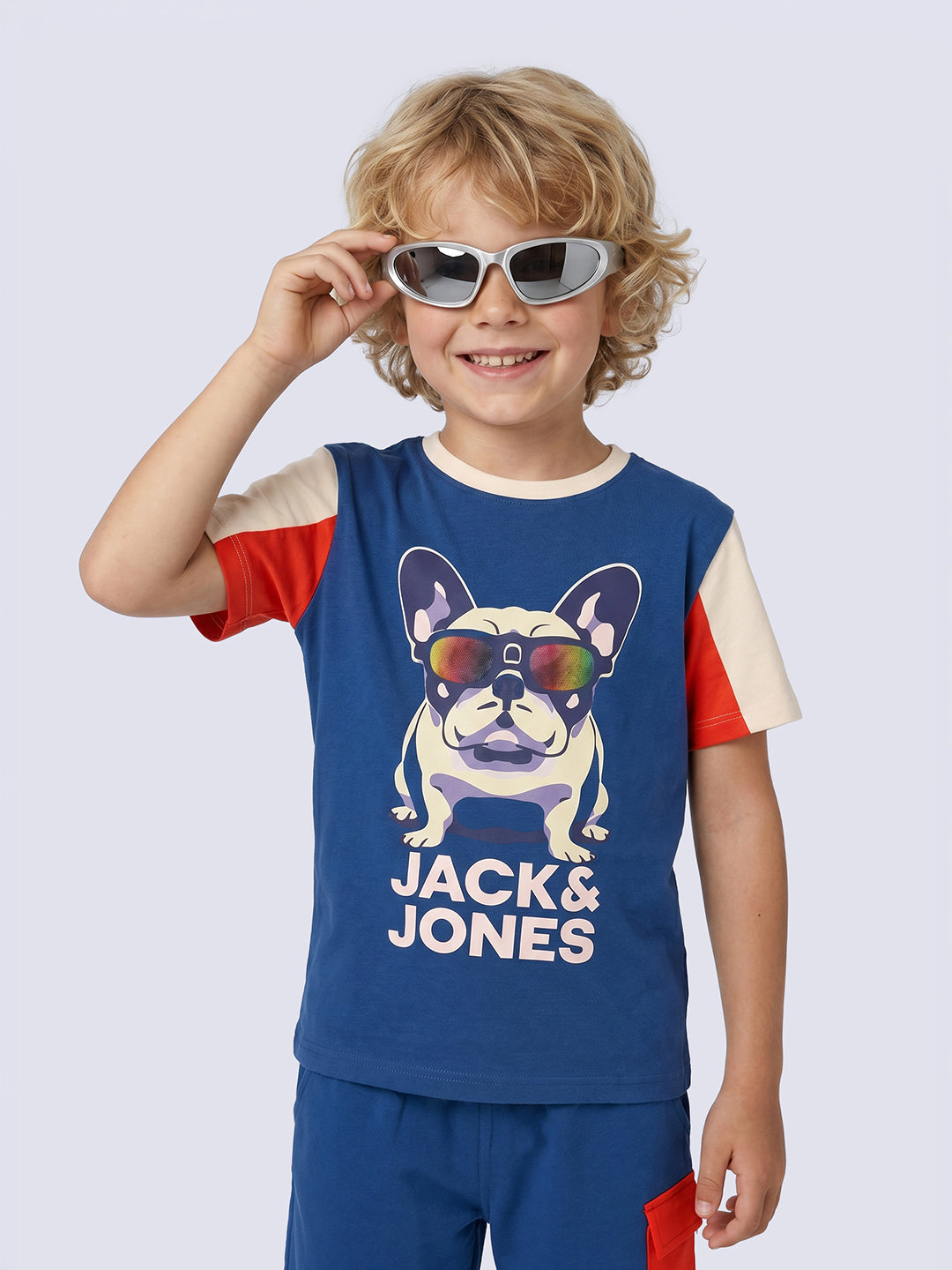 ROOKIE Blue Colourblock Graphic Cotton T-Shirt for Boys
