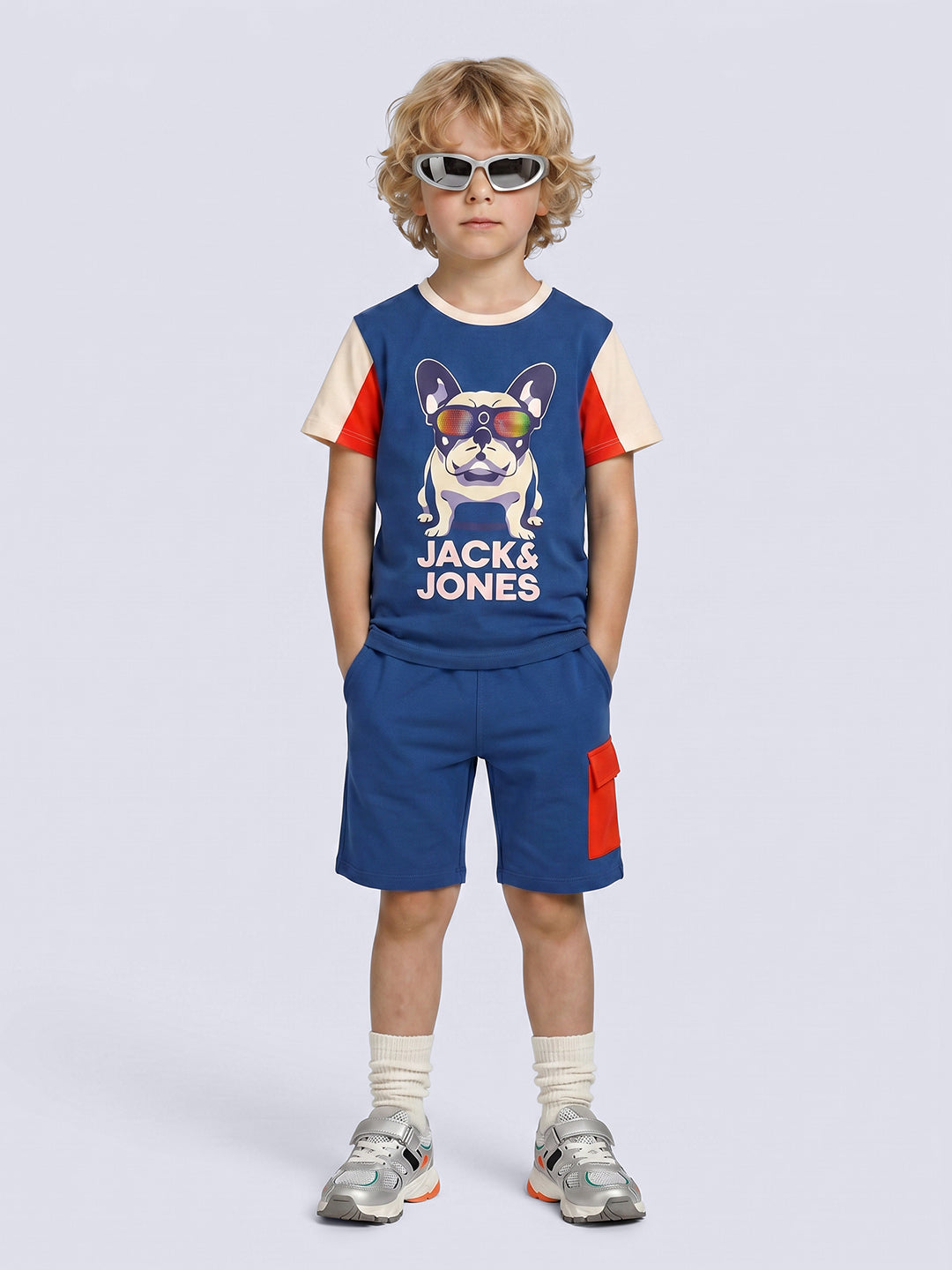 ROOKIE Blue Colourblock Graphic Cotton T-Shirt for Boys