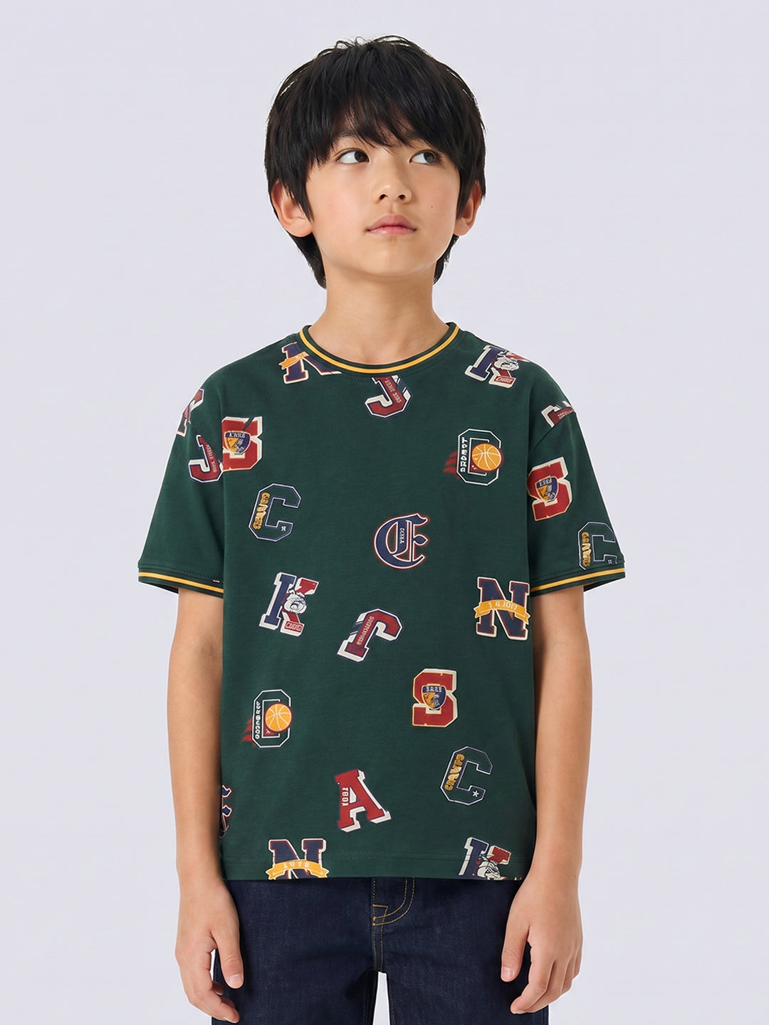 Varsity Graphic T-Shirt for Boys Green