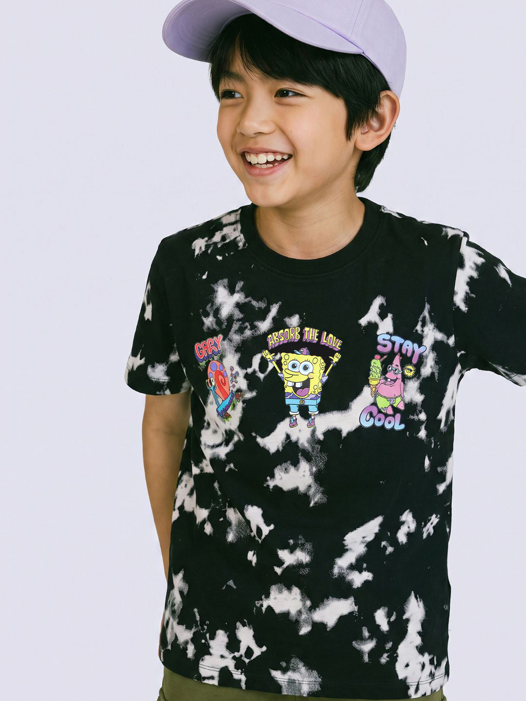 SPONGE GLITCH SpongeBob Printed T-Shirt for Boys – Black