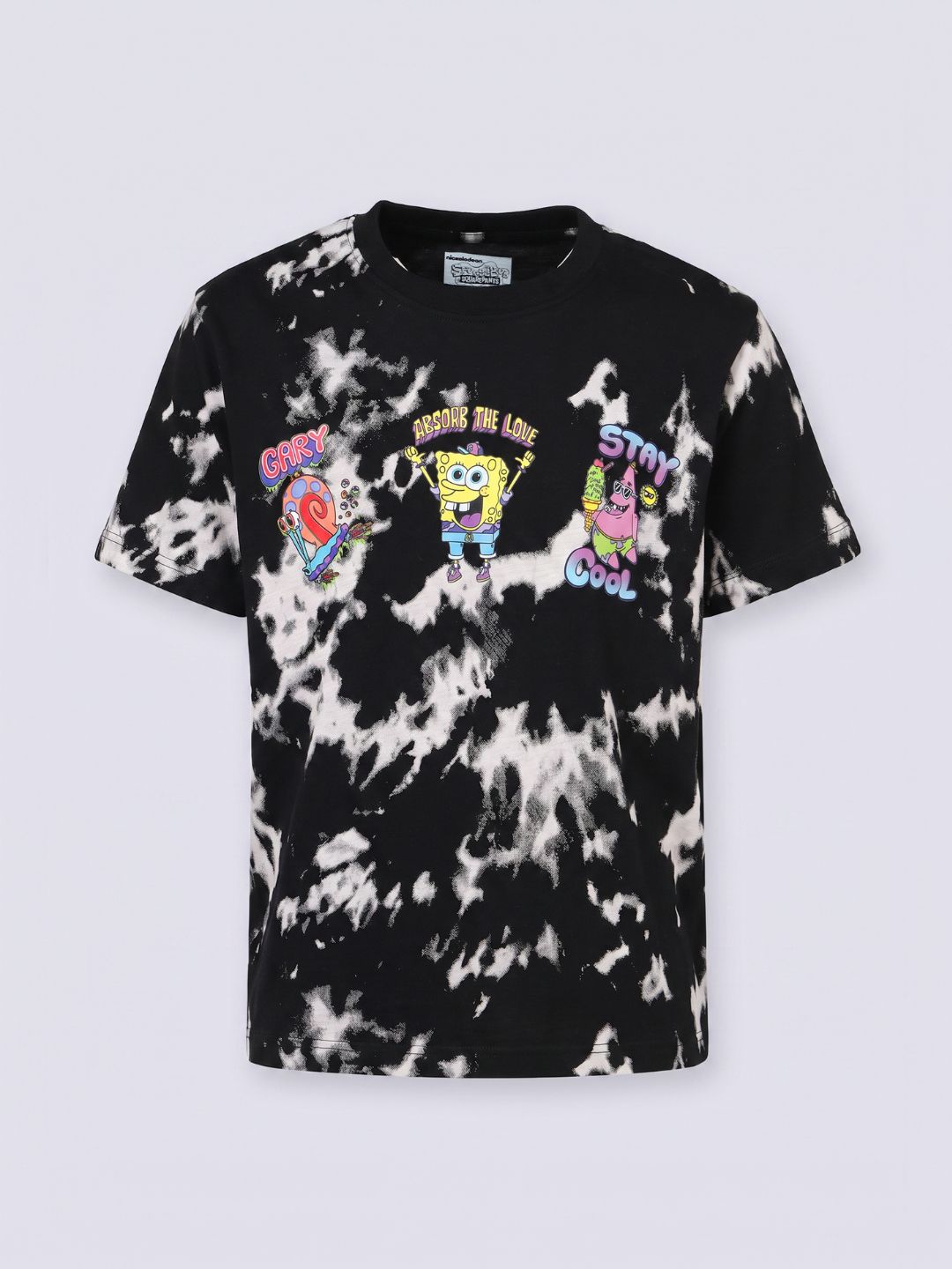 SPONGE GLITCH SpongeBob Printed T-Shirt for Boys – Black
