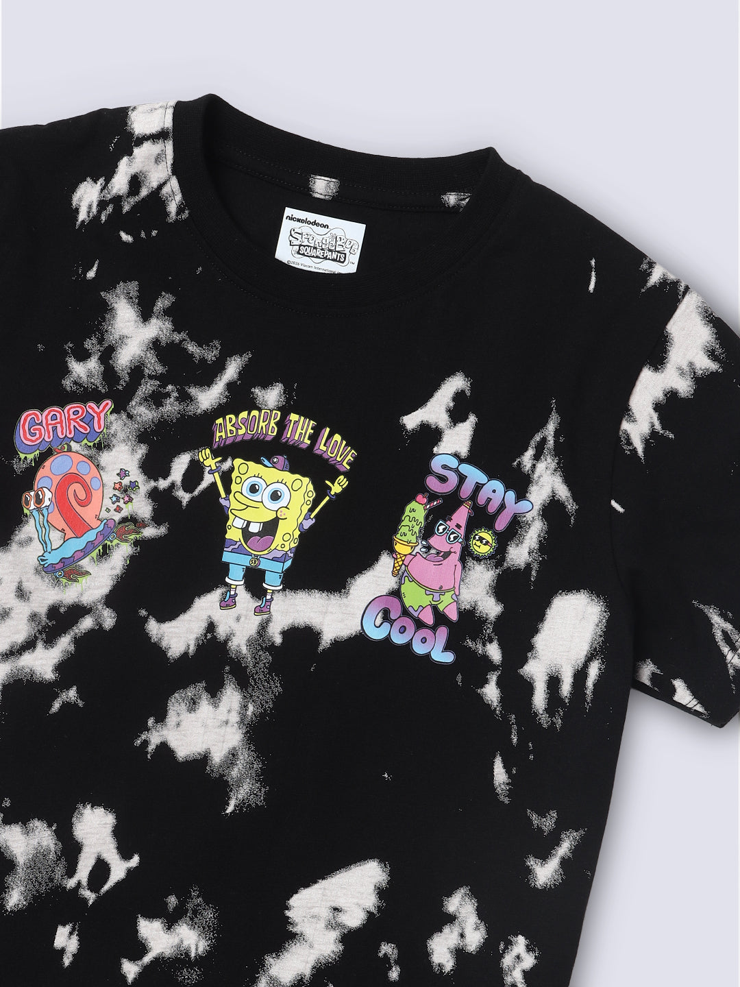 SPONGE GLITCH SpongeBob Printed T-Shirt for Boys – Black