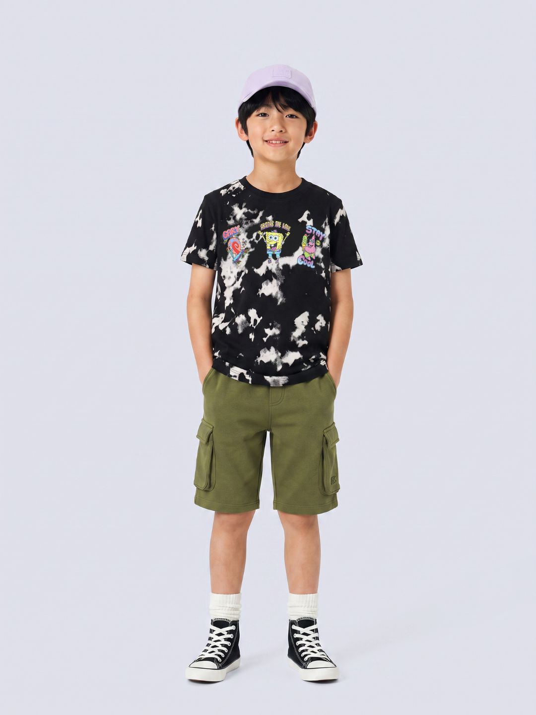 SPONGE GLITCH SpongeBob Printed T-Shirt for Boys – Black