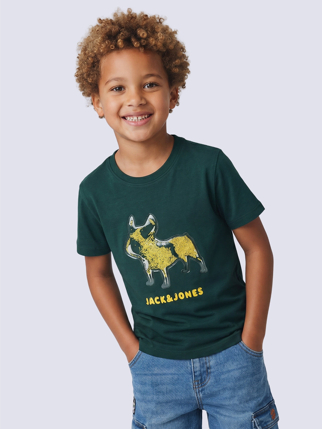 Dog Graphic T-Shirt for Boys Green