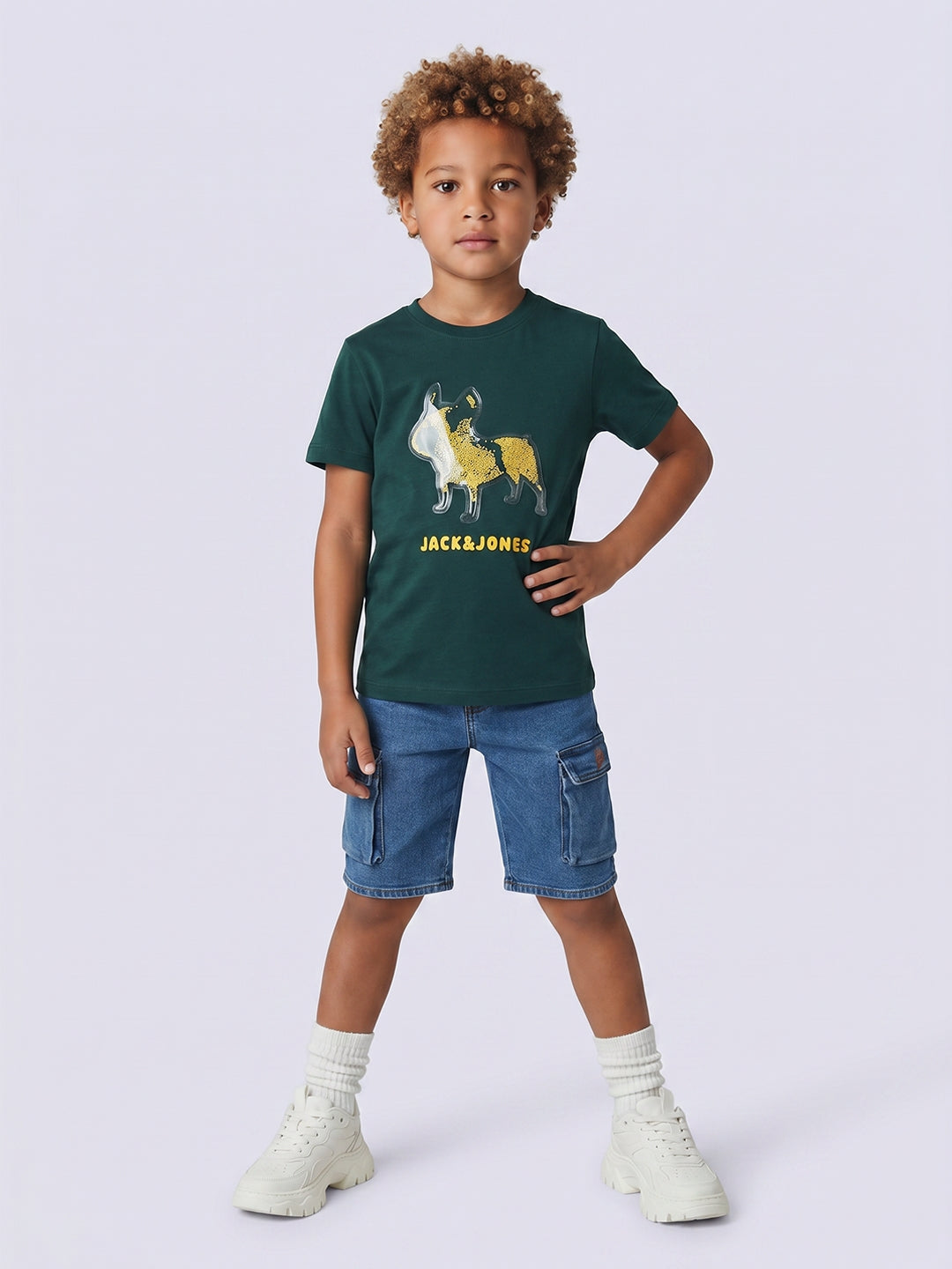 Dog Graphic T-Shirt for Boys Green