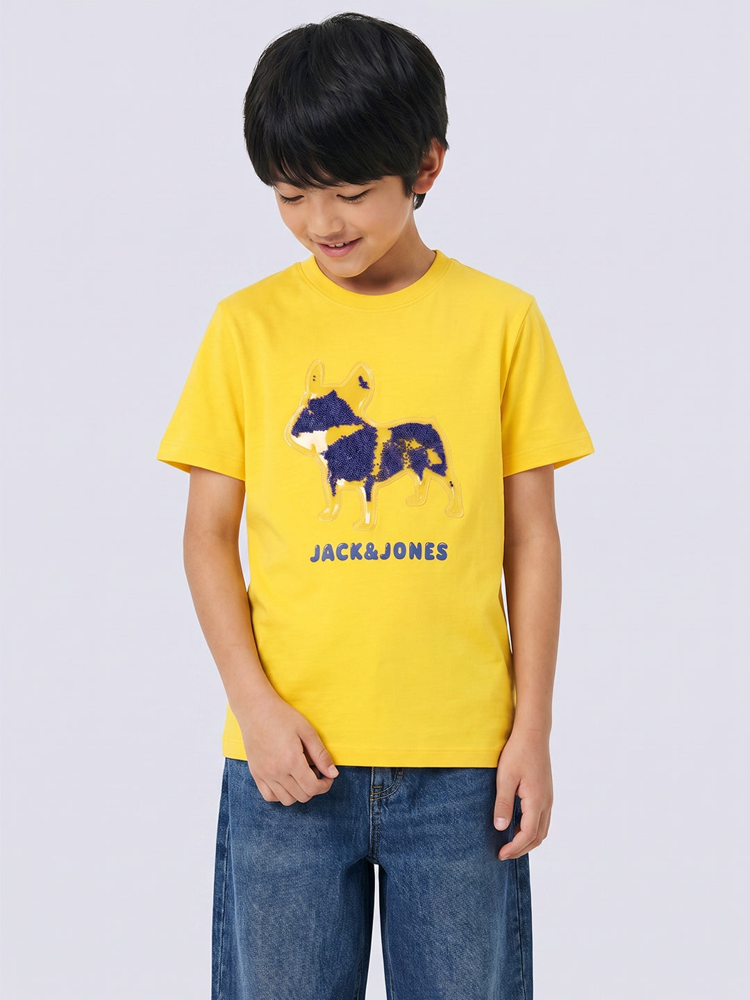 Dog Graphic T-Shirt for Boys Yellow