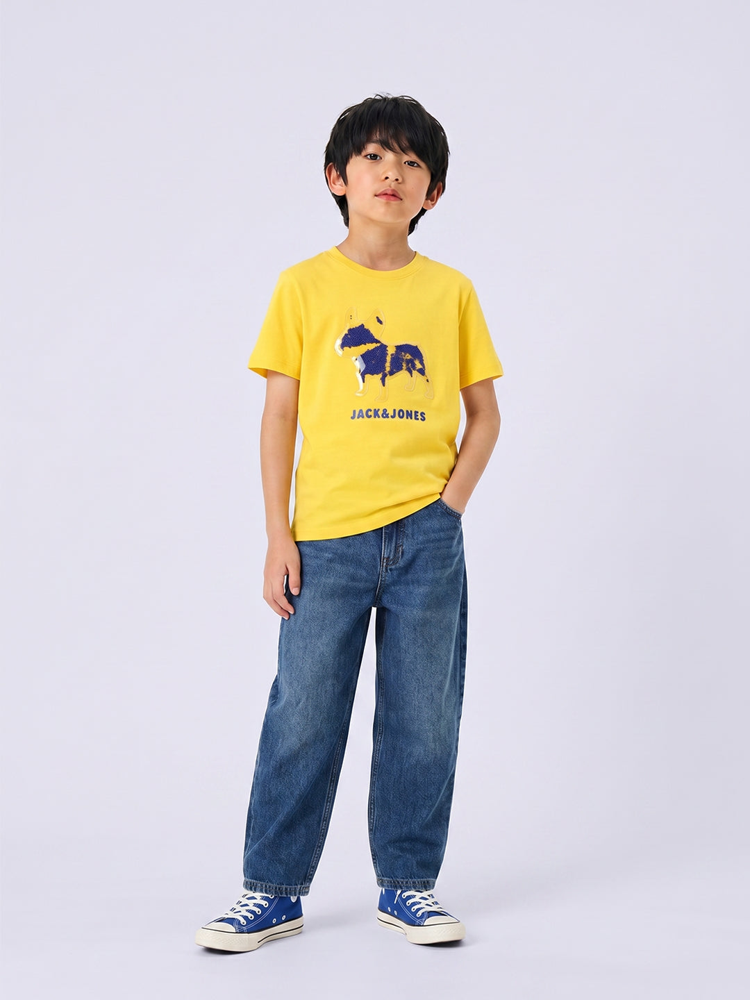 Dog Graphic T-Shirt for Boys Yellow