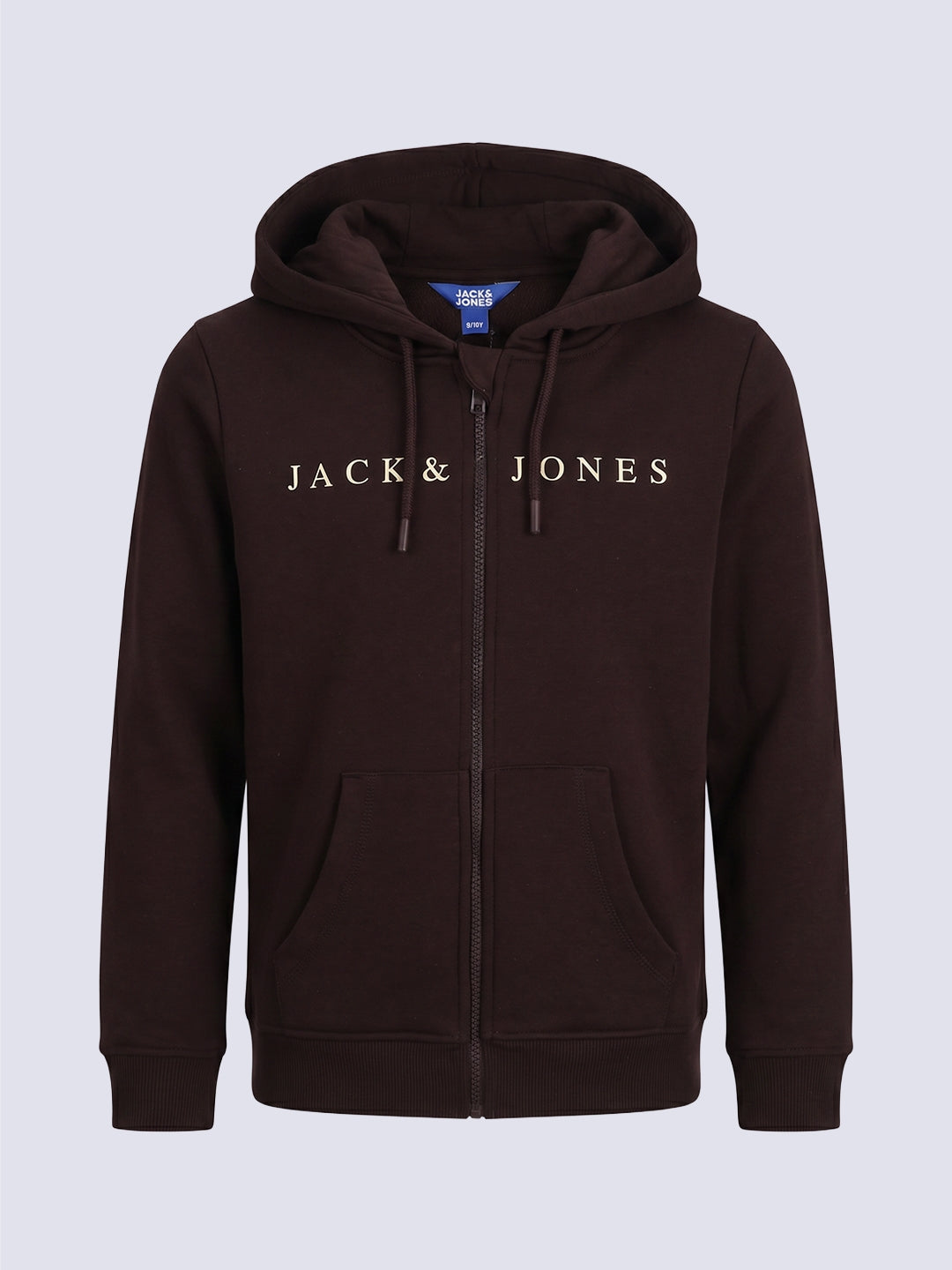 Logo Print Zip Up Hoodie for Boys Chocolate Fondant