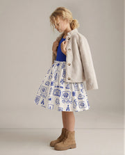 Girls Surf Blue Printed Fit & Flare 100% Cotton Dress