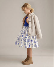 Girls Cupcake Blue Printed Fit & Flare Dress